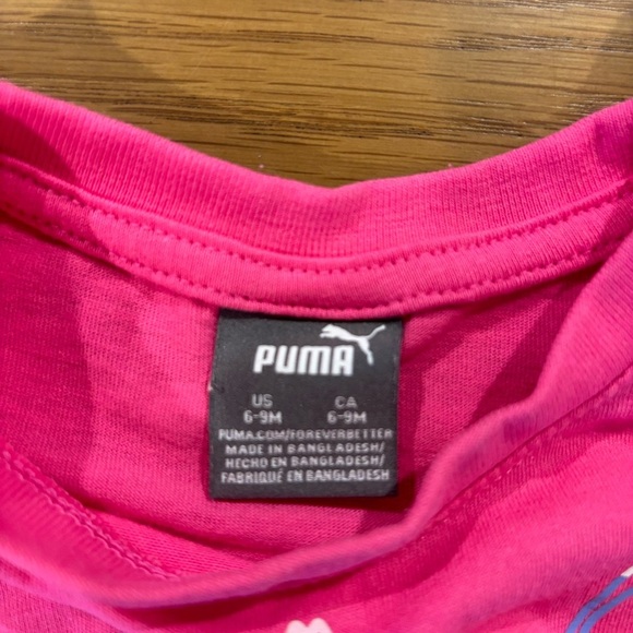 Puma Baby Girl two‎ piece outfit with short sleeve shirt and biker shorts! EUC. - Picture 3 of 5